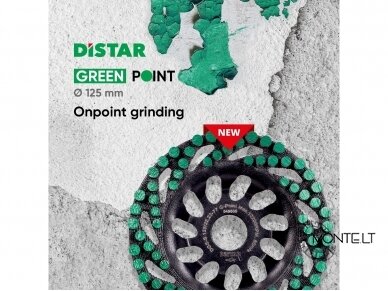 125 mm betono, dažų, klijų, lako, polirmerų šlifavimo diskas Distar Green Point 7