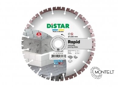 230 x 22.23 mm Distar RAPID universalus deimantinis pjovimo diskas betonui, plytoms