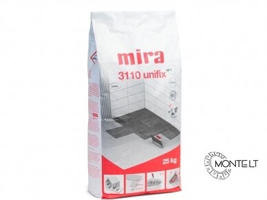 Balti ir elastingi plytelių klijai Mira 3110 Unifix C2TE S1, 25 kg