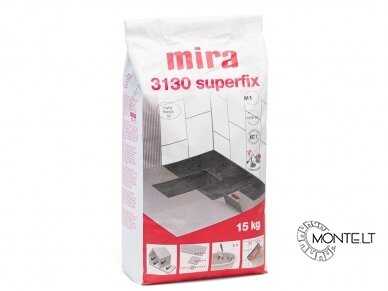 Balti labai elastingi plytelių klijai Mira 3130 Superfix (C2TE S2) 15 kg