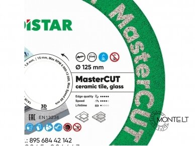 Distar 125mm MasterCUT deimantinis diskas stiklo, akmens masės, porcelianinių plytelių pjovimui 2