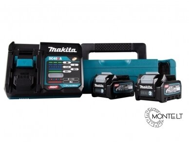 Makita 40V x 2,5Ah x 2vnt + įkroviklio komplektas Makpac lagamine 1