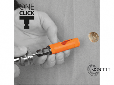 One-Click Starter komplektas, 8.5 mm HEX, trumpas centr. grąžtas HSS+, 5 x jungtys 14-210mm karūnėlėms 7