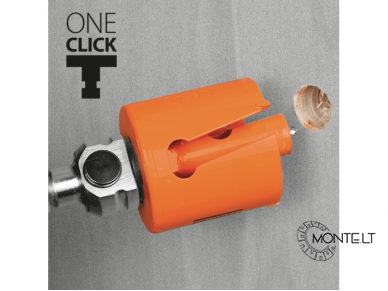 One-Click Starter komplektas, 8.5 mm HEX, trumpas centr. grąžtas HSS+, 5 x jungtys 14-210mm karūnėlėms 8